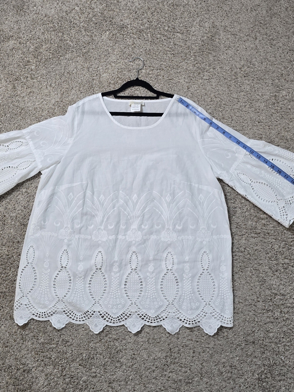 White Eyelet Crochet Tunic Top, 100% Cotton, Breathable, Lightweight (Size 16) - Picture 9 of 9